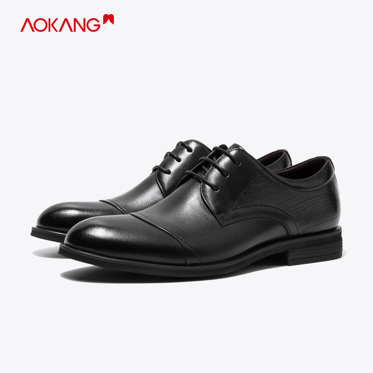 奥康三接头皮鞋男商务正装真皮休闲春秋透气男士英伦尖头新郎结婚