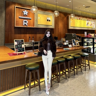 显瘦百搭小脚裤 MISSCC秋冬磨毛绒 紧身高腰牛仔裤 小白裤 韩式