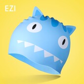 备 游泳装 弈姿新款 儿童卡通小怪兽硅胶泳帽防水可爱游泳帽