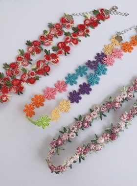 25元包邮朵拉手作花朵超仙颈链choker甜美少女刺绣锁骨链项链配饰