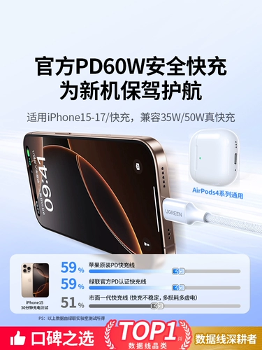 绿联 Apple, huawei, совместимый iphone15, мобильный телефон с зарядкой, комплект, 16, 15promax, официальный флагманский магазин, быстрая зарядка 60W