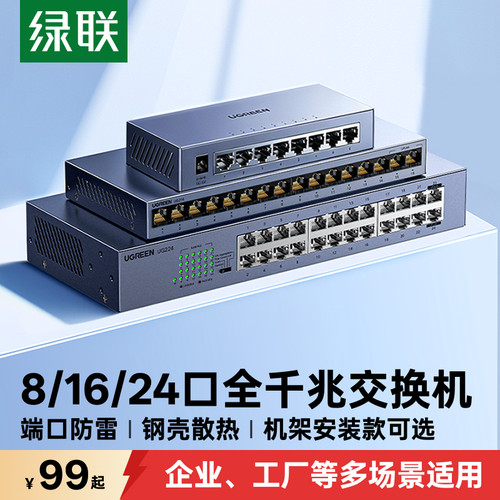 绿联8/16/24口千兆交换机监控