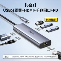 【6 -IN -1】 USB3.0x3+HDMI+Gigabit Network Port+PD