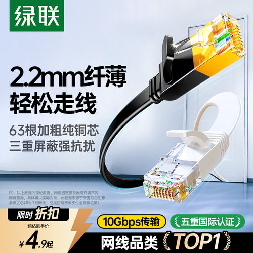 绿联扁平网线千兆[五重国际认证]