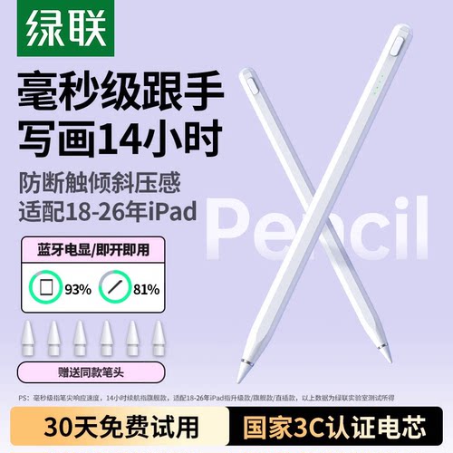 【毫秒级跟手】绿联ipad电容笔
