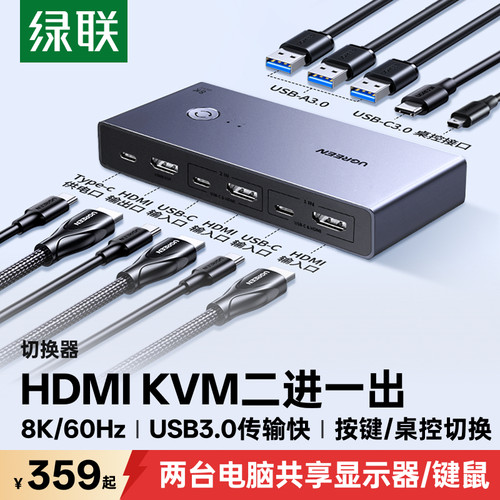 绿联hdmikvm切换器8K/60Hz