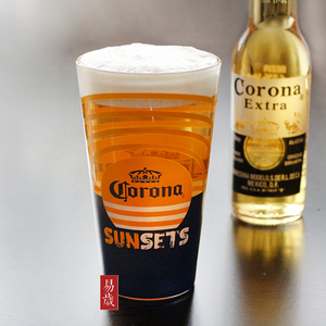 新品墨西哥CORONA科罗娜啤酒杯饮料水杯加工定制玻璃酒 杯宽口杯