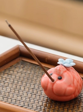 陶瓷手工花线香托迷你泡泡鱼香插香道茶宠摆件创意居家香炉香座