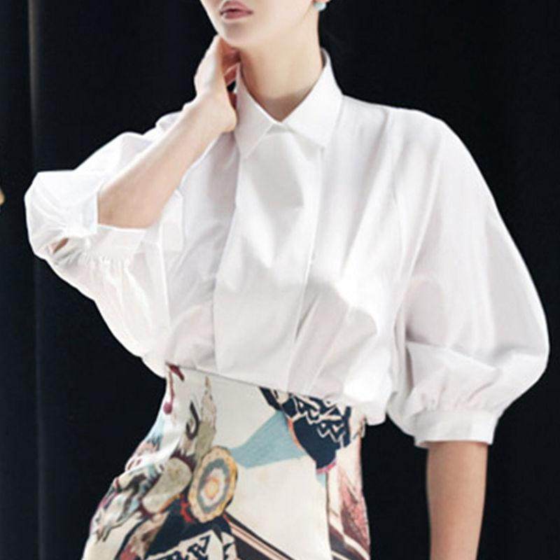 2021夏季新款高档精棉装饰女中袖