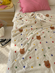 梨梦 小熊软糖 可爱a类针织夏凉被裸睡薄被子云柔被空调被可水洗