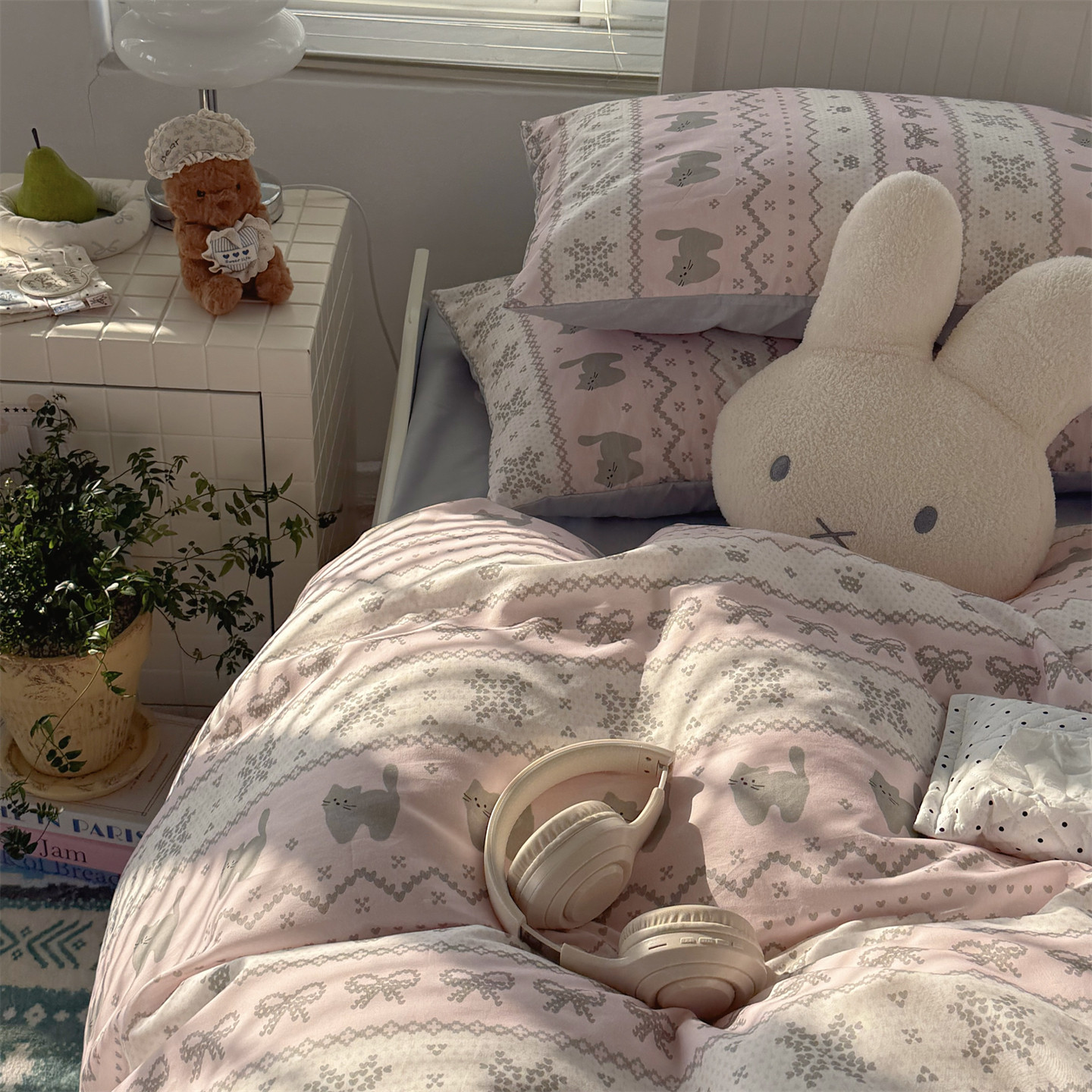 梨梦 费尔岛小猫 少女纯棉四件套全棉床单被套床笠款宿舍床上用品