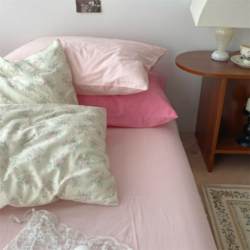 梨梦单品 ins碎花少女全棉单件枕套40支纯棉枕头套48×74cm一对装