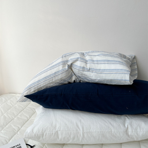 梨梦单品 ins简约百搭纯棉水洗棉单件枕套全棉枕头套48×74一对装