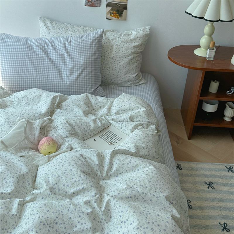 梨梦 小蓝町 碎花纯棉四件套全棉床单被套床笠单人宿舍床上用品,床上用品,床品套件/四件套/多件套,淘宝优惠券,粉丝福利购,淘宝优惠卷