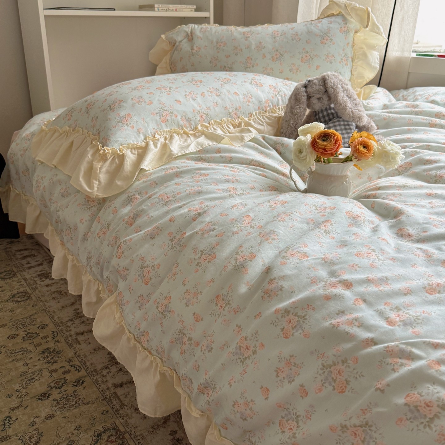 梨梦 韩系温柔小碎花少女心纯棉四件套全棉床单被套床笠床上用品,床上用品,床品套件/四件套/多件套,淘宝优惠券,粉丝福利购,淘宝优惠卷