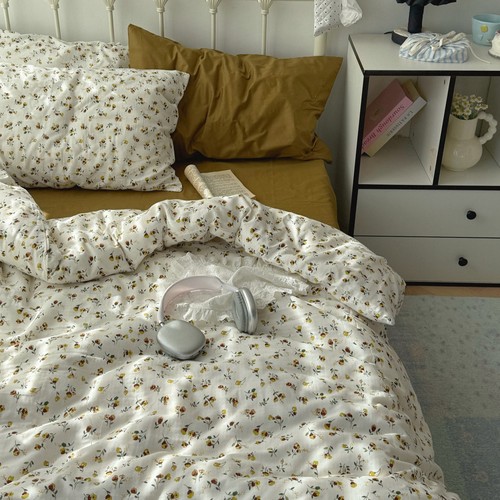 梨梦 ins复古纯棉双层碎花四件套全棉床单被套床笠宿舍床上用品