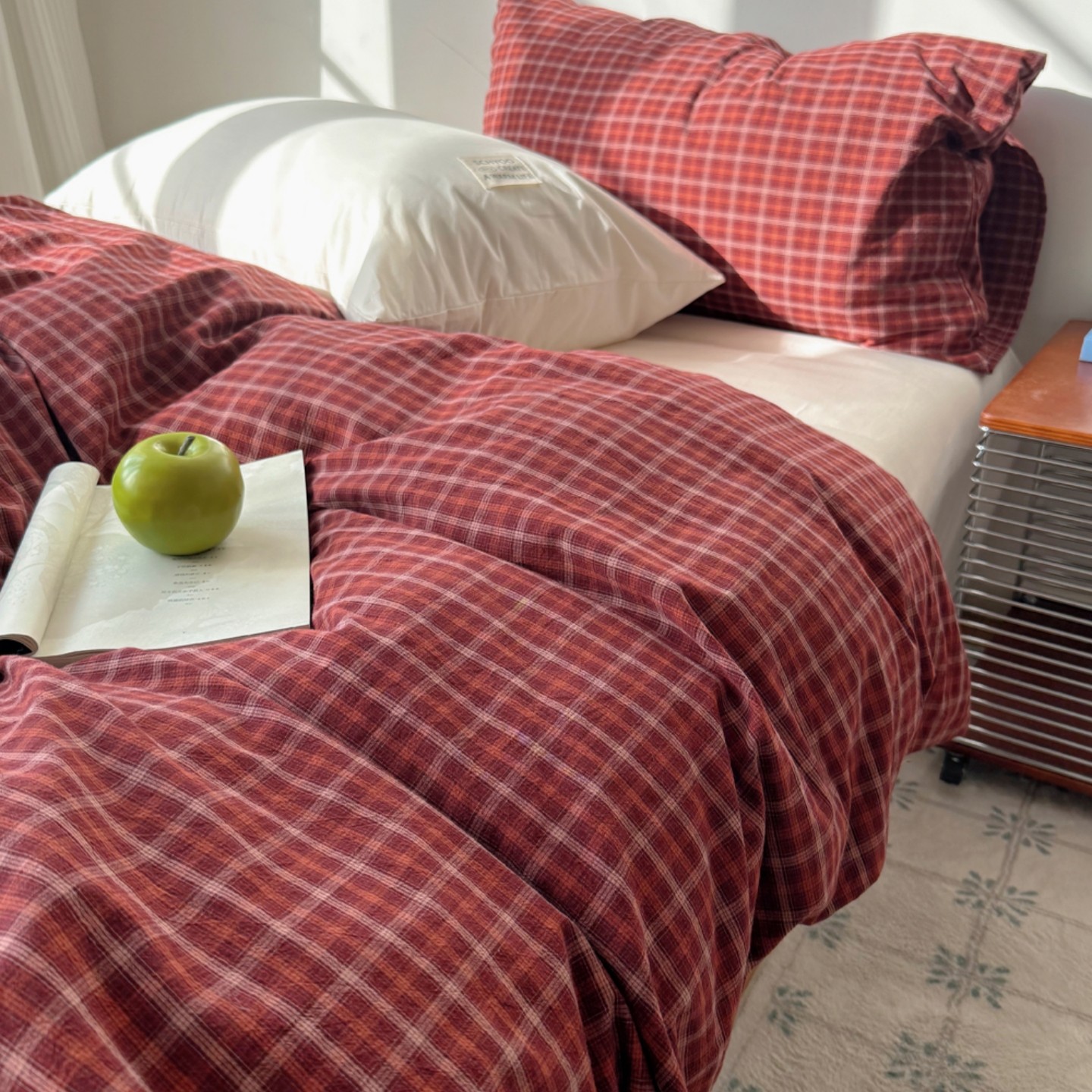 梨梦 柏林向往 ins纯棉水洗棉格子四件套全棉床单被套床上用品,床上用品,床品套件/四件套/多件套,淘宝优惠券,粉丝福利购,淘宝优惠卷
