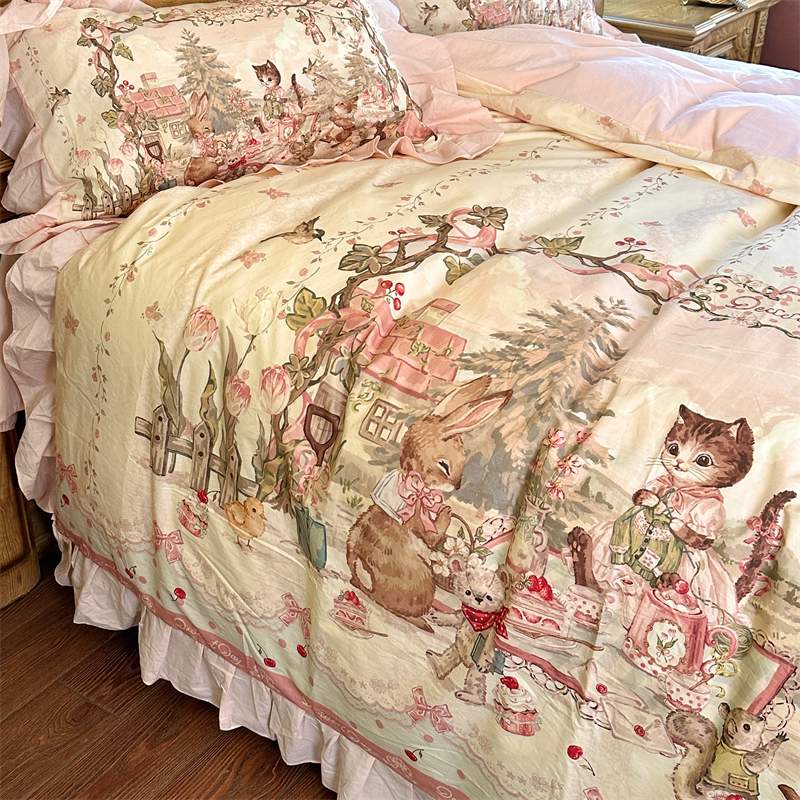 梨梦 彼得兔的故事 lolita纯棉水洗棉四件套全棉床单被套床上用品