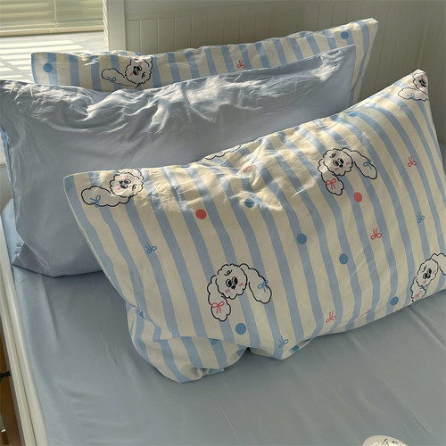 梨梦单品 ins可爱卡通全棉单件枕套40支纯棉枕头套48×74cm一对装