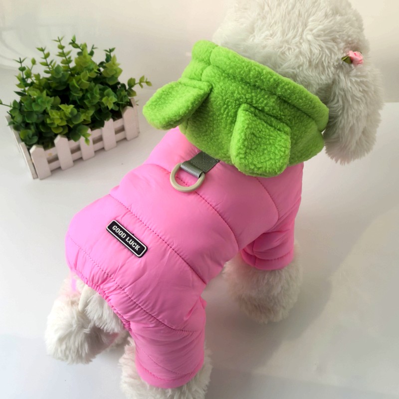熊耳朵四腿棉衣宠物狗狗衣服小型犬加厚公主秋冬装泰迪比熊四脚衣
