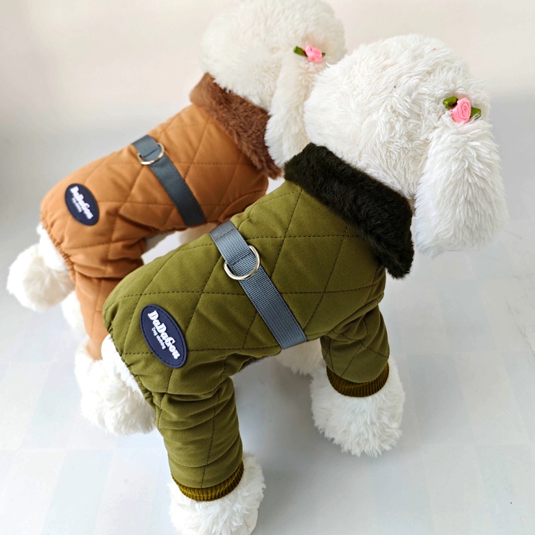23菱形格四腿棉衣宠物衣服泰迪比熊博美贵宾狗狗加厚棉衣秋冬保暖