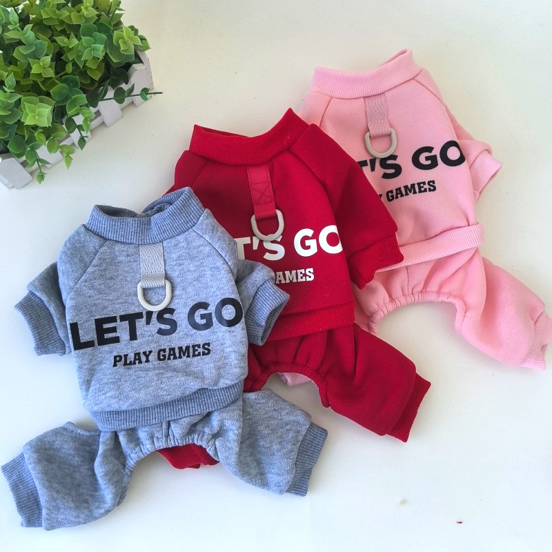 动感四腿卫衣宠物衣服泰迪比熊博美贵宾狗衣服秋冬季新款可牵引环