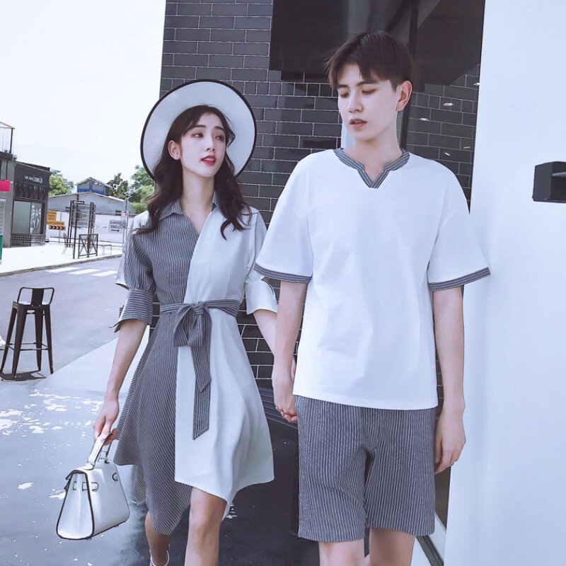 同色系情侣装夏季连衣裙修身显瘦女装2019新款韩版短袖T恤男套装在类目 女装/女士精品, 套装/学生校服/工作制服, 职业女裙套装中 - 来自Buy2taobao.com提供专业的淘宝代购服务