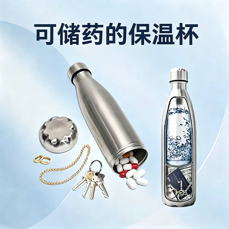 可储药储物不锈钢304保温杯