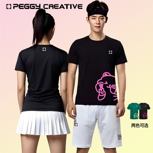 韩国佩极羽毛球服新款运动短袖速干T恤男女同款训练壁球匹克球服