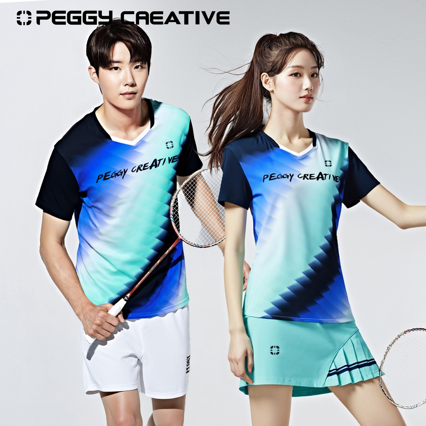 韩国佩极羽毛球服新款运动短袖速干男女同款排球训练服大赛服上衣