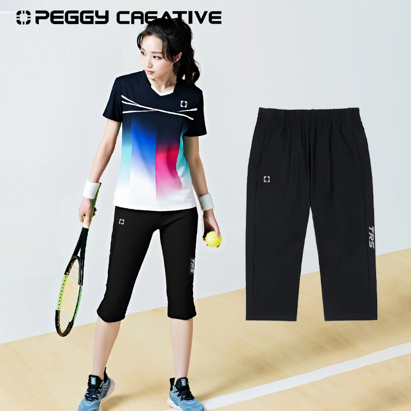 韩国佩极羽毛球服男女同款七分裤运动速干透气瑜伽外穿健身训练裤