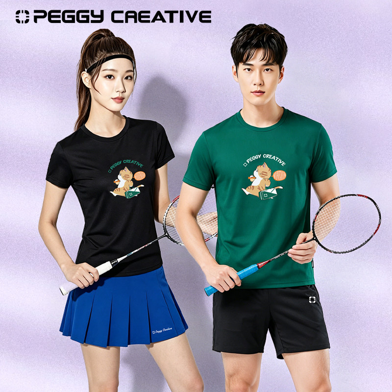 韩国佩极羽毛球服男女款运动速干短袖T恤训练服网球壁球匹克球服
