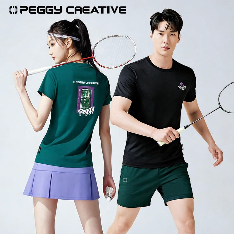 韩国佩极羽毛球服冰感防晒上衣新款速干短袖男女同款运动训练T恤