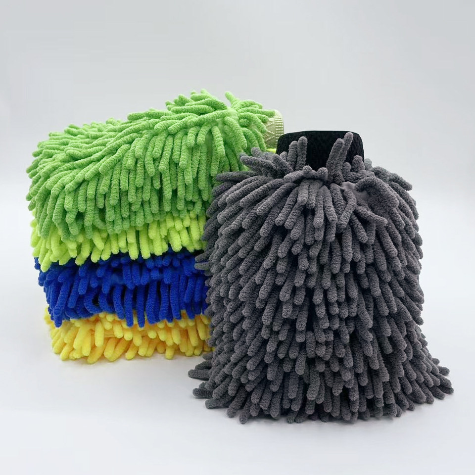 新款加厚洗车珊瑚绒雪尼尔两用擦防水车手套熊掌汽车洗车专用工具