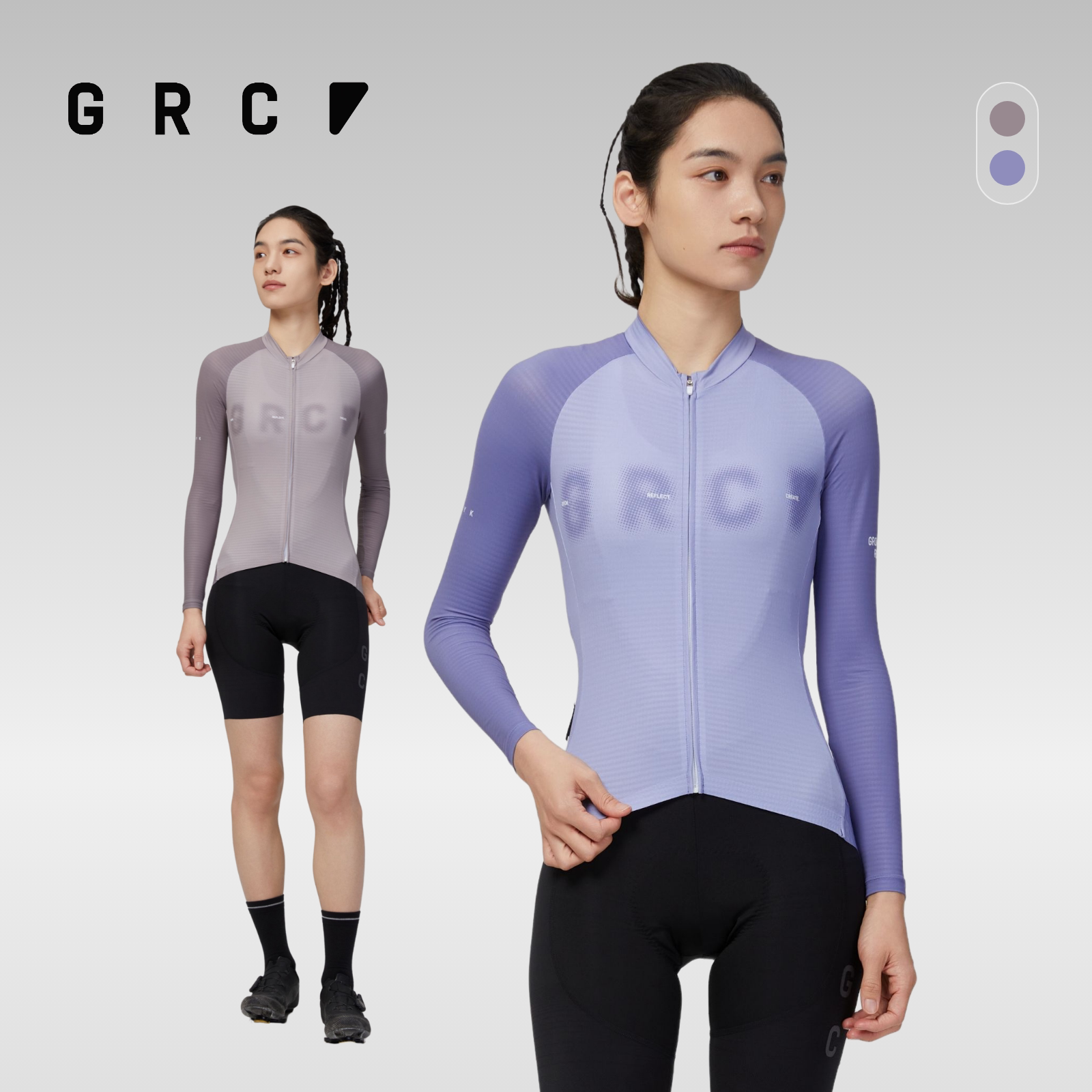 GRC桀骜无尽春秋新款CMYK控温方块女士长袖上衣公路自行车骑行服