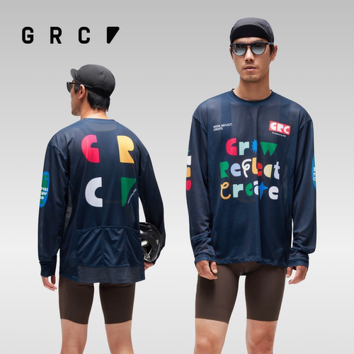 GRC桀骜无尽通勤系列多彩力量公路自行车口袋骑行长袖上衣T恤男女