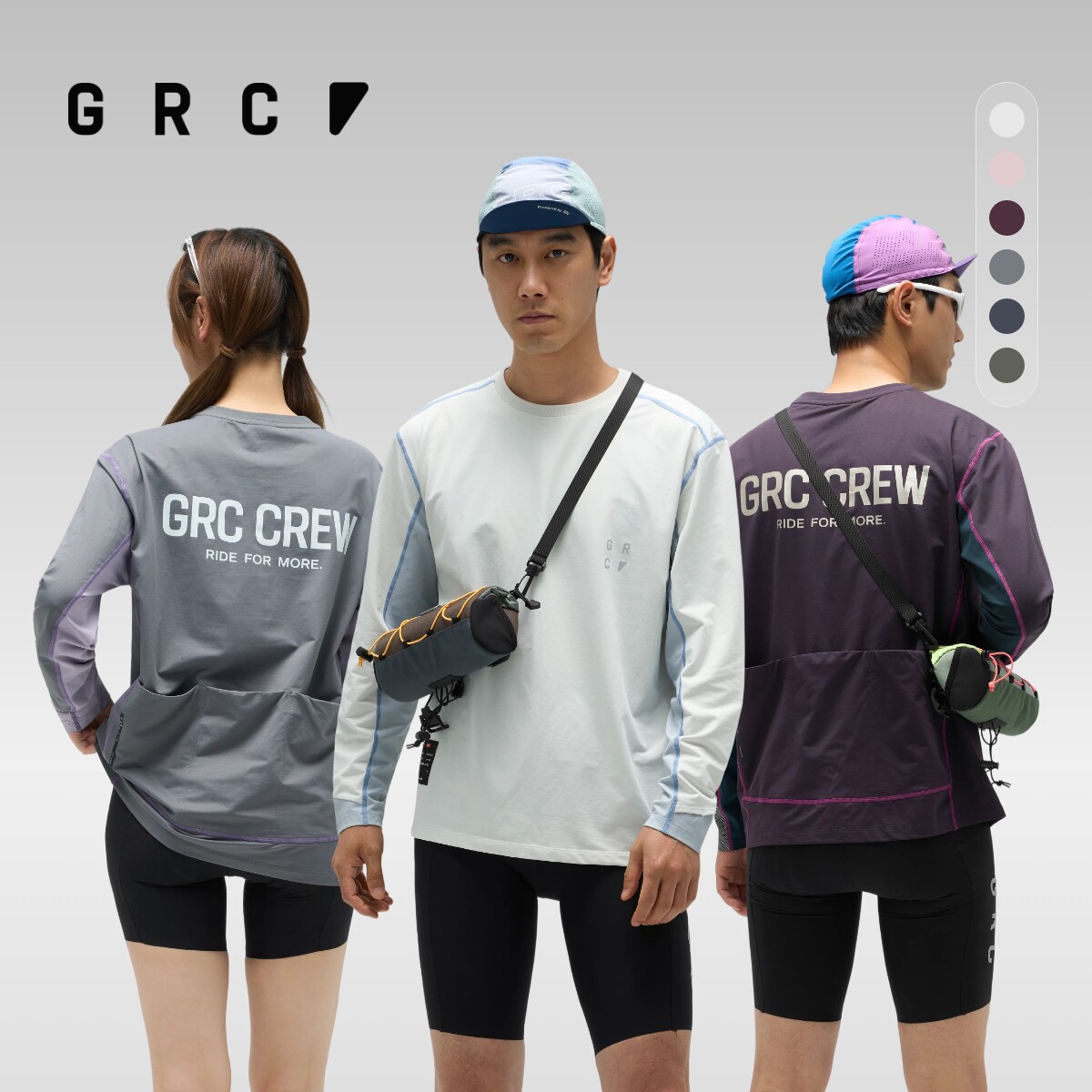 GRC夏秋CREW自行车公路车休闲户外骑行服上衣宽松骑行长袖T恤男女