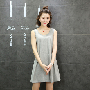 显瘦背心裙打底外穿胖MM裙子 舒适遮肉A字版 纯棉大码 连衣裙新款