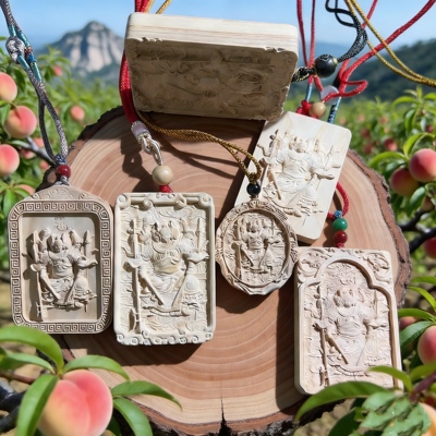 无漆无蜡老桃木殷郊殷元帅吊坠值年岁君泰山桃木殷郊挂件无事牌