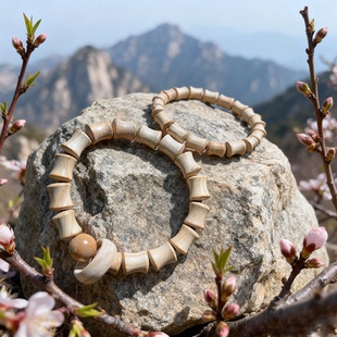 泰山桃木竹节手串老桃木跑环手串竹节108颗多圈手链竹节佛珠念珠