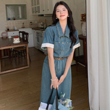 24年夏季新款风提花拼接牛仔连衣裙送腰带212-1806-P130-K185，女装连衣裙，浙宝285（原212）