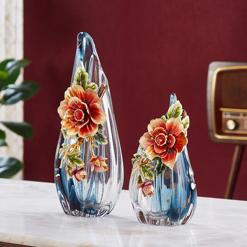 汉时轻奢珐琅彩高档装饰花瓶摆件