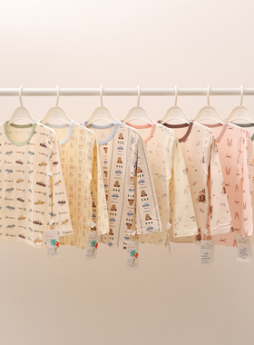 儿童圆领卡通莫棉长袖t恤男童女童无骨单件秋衣春秋内衣打底睡衣