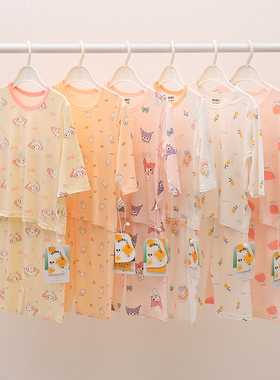 阿米阿奇女童夏季薄款莫代尔家居服儿童满印卡通居家服空调服睡衣