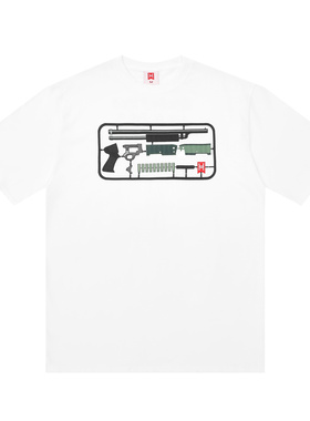 H3LLO FLAG恶搞牛皮癣Tee 枪械玩具短袖 圆领宽松印花休闲滑板T恤