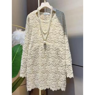 女装 百搭蕾丝衫 高级新款 搭感2025大码 内打底年秋秋显瘦上衣中长款