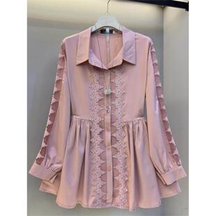 女装 大码 胖mm显瘦韩版 时尚 遮肉上衣内搭 2026春季 蕾丝拼接衬衫 新款