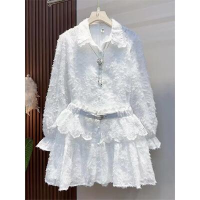 2025冬季新款大码女装时尚轻奢蕾丝遮屁股法式超好看连衣裙子上衣
