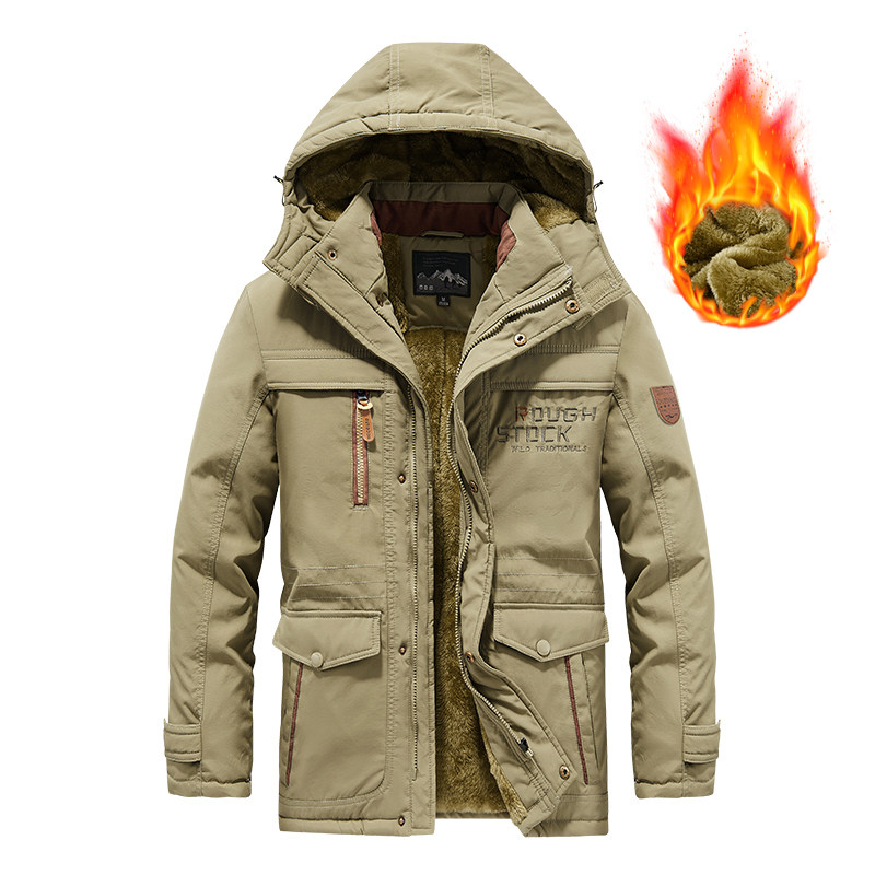 棉衣男新款秋冬季中老年保暖上衣加绒加厚中长款防水外套休闲户外