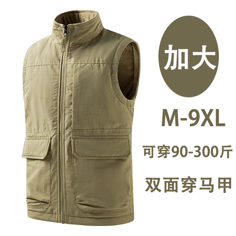 马甲外套男秋冬厚款户外工装马夹男士休闲胖子加肥加大特大码男装